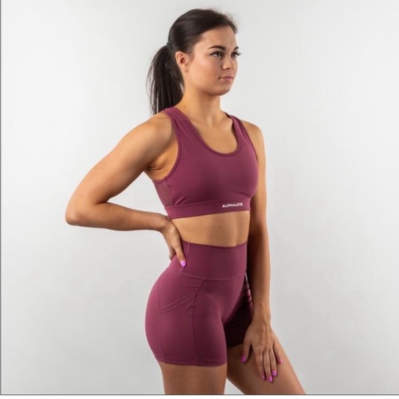 Alphalete Other - Alphalete Women’s Surface Reign Sport Bra Maroon Size Medium Back Cutout & Mesh